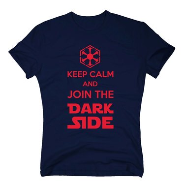 Herren T-Shirt - Keep Calm and Join the Dark Side dunkelblau-rot L