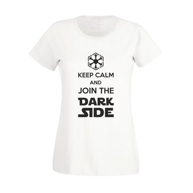 Damen T-Shirt - Keep Calm and Join the Dark Side weiss-schwarz S