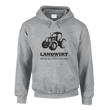 Herren Hoodie - Landwirt - Nur ein Held fhrt aufs Feld grau-dunkelgruen XS