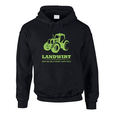 Herren Hoodie - Landwirt - Nur ein Held fhrt aufs Feld grau-dunkelgruen XS