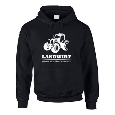 Herren Hoodie - Landwirt - Nur ein Held fhrt aufs Feld grau-dunkelgruen XS