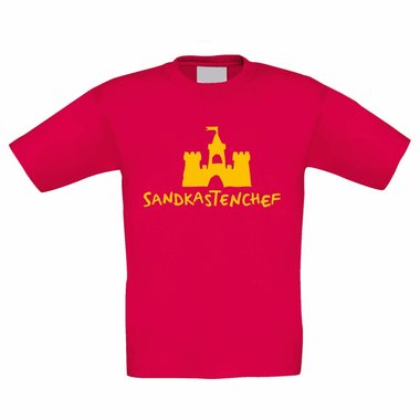 Kinder T-Shirt - Sandkastenchef - Kindheit Jugend Sand Sandburg Sandkasten Chef weiss-gelb 152-164