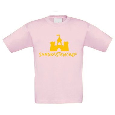 Kinder T-Shirt - Sandkastenchef - Kindheit Jugend Sand Sandburg Sandkasten Chef weiss-gelb 152-164