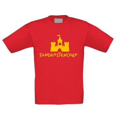 Kinder T-Shirt - Sandkastenchef - Kindheit Jugend Sand Sandburg Sandkasten Chef weiss-gelb 152-164