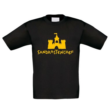 Kinder T-Shirt - Sandkastenchef - Kindheit Jugend Sand Sandburg Sandkasten Chef weiss-gelb 152-164