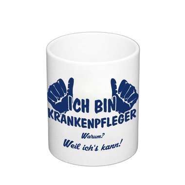 Kaffeebecher - Ich bin Krankenpfleger, weil ichs kann - Azubi Kollege weiss-schwarz