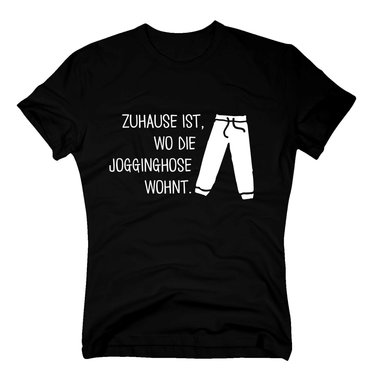 Herren T-Shirt - Zuhause ist wo die Jogginghose wohnt - Trainingsanzug Jogger dunkelblau-weiss S