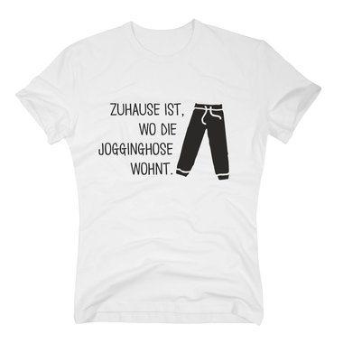 Herren T-Shirt - Zuhause ist wo die Jogginghose wohnt - Trainingsanzug Jogger dunkelblau-weiss S