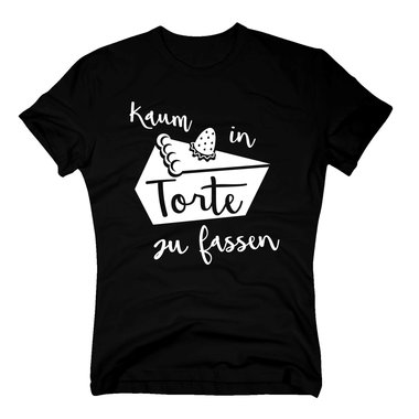 Herren T-Shirt - Kaum in Torte zu fassen - Humor Witz Wortspiel Naschkatze Ser dunkelblau-weiss XL