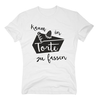 Herren T-Shirt - Kaum in Torte zu fassen - Humor Witz Wortspiel Naschkatze Ser dunkelblau-weiss XL