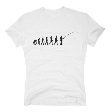 Herren T-Shirt - Evolution Angeln - Hobby Sport Angel Angelrute Fisch Fischen schwarz-weiss M