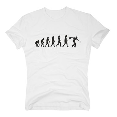 Herren T-Shirt - Evolution Bowling - Hobby Sport Bowlen Kegeln Strike Spare Bahn dunkelblau-weiss S