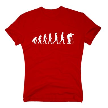 Herren T-Shirt - Evolution Fotograf - Hobby Leidenschaft Bild Kamera Fotografie dunkelblau-weiss S