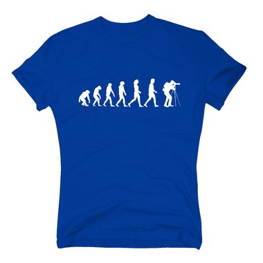 Herren T-Shirt - Evolution Fotograf - Hobby Leidenschaft Bild Kamera Fotografie dunkelblau-weiss S