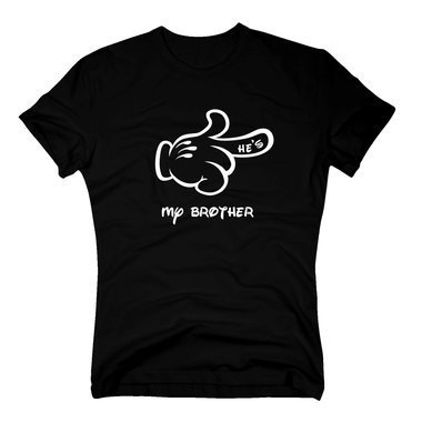 Herren T-Shirt - Mrchen Hand - Hes my brother schwarz-weiss L