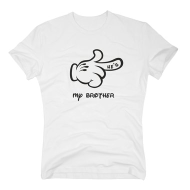 Herren T-Shirt - Mrchen Hand - Hes my brother schwarz-weiss L