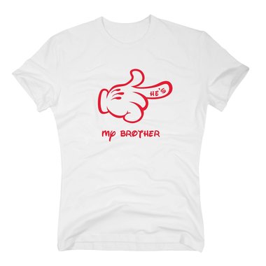 Herren T-Shirt - Mrchen Hand - Hes my brother schwarz-weiss L