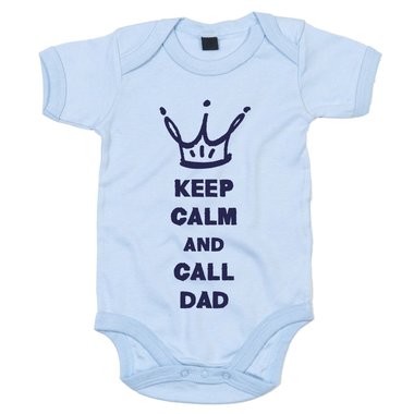 Baby Body - Keep calm and call Dad - Superheld rufen Ruhe bewahren Papa Vater hellblau-dunkelblau 50-62