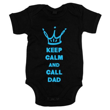 Baby Body - Keep calm and call Dad - Superheld rufen Ruhe bewahren Papa Vater hellblau-dunkelblau 50-62