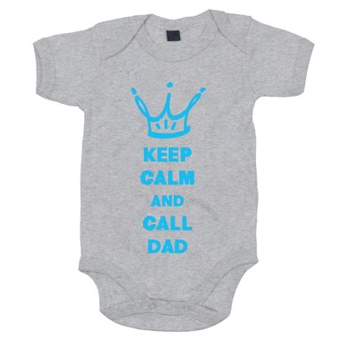 Baby Body - Keep calm and call Dad - Superheld rufen Ruhe bewahren Papa Vater hellblau-dunkelblau 50-62