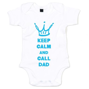 Baby Body - Keep calm and call Dad - Superheld rufen Ruhe bewahren Papa Vater hellblau-dunkelblau 50-62