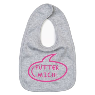 Baby Ltzchen - Ftter mich! - Neugeborenes Kleckerschutz Hunger Essen Stillen grau-fuchsia