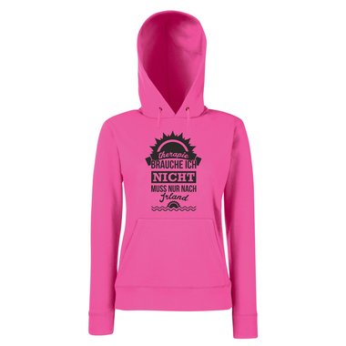 Damen Hoodie - Therapie brauche ich nicht - muss nur nach Irland - Urlaub fuchsia-schwarz XS