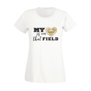 Damen T-Shirt - My heart is on that field - Hobby Sport Cheerleader Quarterback