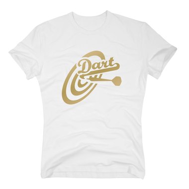 Herren Dart T-Shirt - Darts Hobby Sport Geschicklichkeit Double Out Bulls Eye dunkelblau-gold S