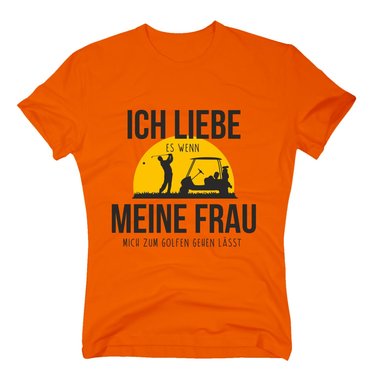 Herren T-Shirt - Ich liebe es, wenn meine Frau mich zum Golfen lsst schwarz-weiss XL