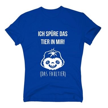 Herren T-Shirt - Ich spre das Tier in mir - Das Faultier - Langschlfer dunkelblau-weiss S