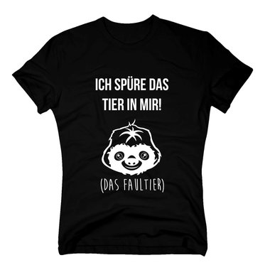 Herren T-Shirt - Ich spre das Tier in mir - Das Faultier - Langschlfer dunkelblau-weiss S