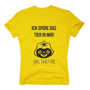 Herren T-Shirt - Ich spre das Tier in mir - Das Faultier - Langschlfer dunkelblau-weiss S