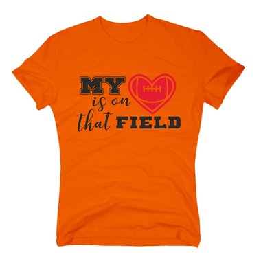 Herren T-Shirt - My heart is on that field - Hobby Sport Love Football Touchdown dunkelblau-weiss S