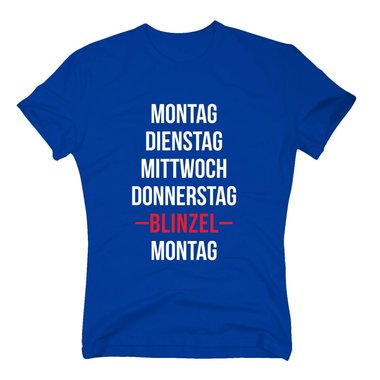 Herren T-Shirt - Wochenende - Wochentage Blinzel Arbeit Freizeit Vergangen Zeit dunkelblau-weiss S