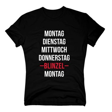 Herren T-Shirt - Wochenende - Wochentage Blinzel Arbeit Freizeit Vergangen Zeit dunkelblau-weiss S