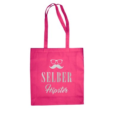 Jutebeutel Baumwolltasche - Selber Hipster - Mode Modebewusst Style Humor Ironie weiss-schwarz