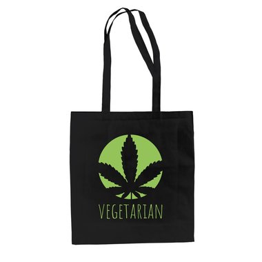 Jutebeutel Baumwolltasche - Vegetarian - Ernhrung Gesundheit Ideal Humor Ironie schwarz-apfelgrn