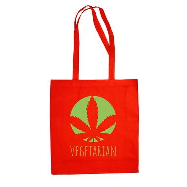 Jutebeutel Baumwolltasche - Vegetarian - Ernhrung Gesundheit Ideal Humor Ironie schwarz-apfelgrn