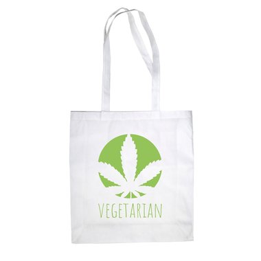 Jutebeutel Baumwolltasche - Vegetarian - Ernhrung Gesundheit Ideal Humor Ironie schwarz-apfelgrn