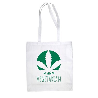 Jutebeutel Baumwolltasche - Vegetarian - Ernhrung Gesundheit Ideal Humor Ironie schwarz-apfelgrn