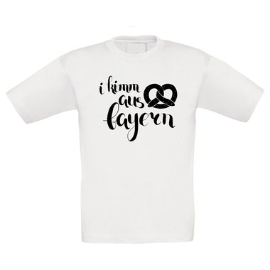 Kinder T-Shirt - I kimm aus Bayern - Heimat Wohnort Stadt Land Geburtsort Land weiss-schwarz 152-164