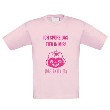 Kinder T-Shirt - Ich spre das Tier in mir - Das Faultier - kleine Langschlfer weiss-schwarz 152-164