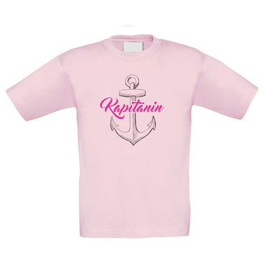 Kinder T-Shirt - Kapitnin - Berufswunsch Zukunft Arbeit Wunsch Ziel Schiff dunkelblau-fuchsia 98-104