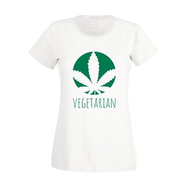 Vegetarier Damen T-Shirt - Vegetarian - Ernhrung Gesundheit Ideale Humor Ironie weiss-dunkelgrn XXL