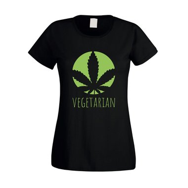 Vegetarier Damen T-Shirt - Vegetarian - Ernhrung Gesundheit Ideale Humor Ironie weiss-dunkelgrn XXL