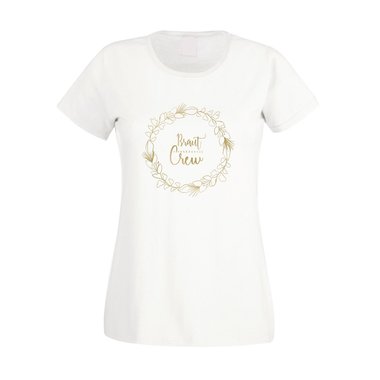 Braut Crew - Blumenkranz - JGA Damen T-Shirt - Party Hochzeit Junggesellin JGA weiss-schwarz XXL