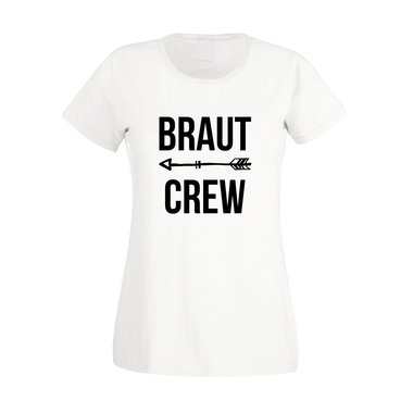 Braut Crew - Pfeil - Damen JGA-Shirt - Trauzeugin Junggesellin Hochzeit Party weiss-schwarz XXL