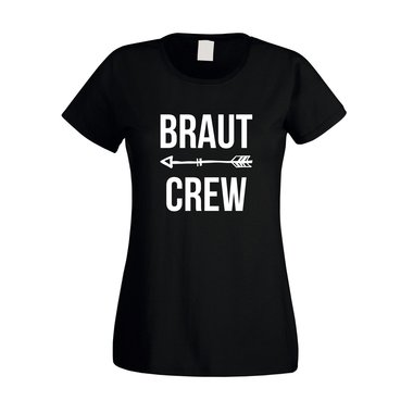 Braut Crew - Pfeil - Damen JGA-Shirt - Trauzeugin Junggesellin Hochzeit Party weiss-schwarz XXL