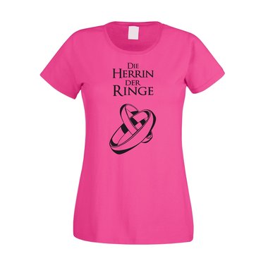 Die Herrin der Ringe - JGA Damen T-Shirt - Hochzeit Ring Ehe Heirat Film Fan JGA fuchsia-schwarz XS